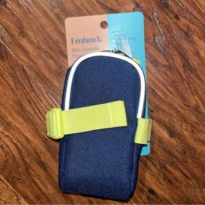 Embark Compact Blue and Green Bike Saddle Bag with Secure Clip